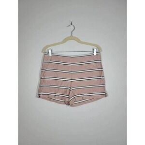 Ann Taylor Loft Shorts Size 4 Mid Rise W/ Slash Pockets & Zip Stripe Pink Cotton
